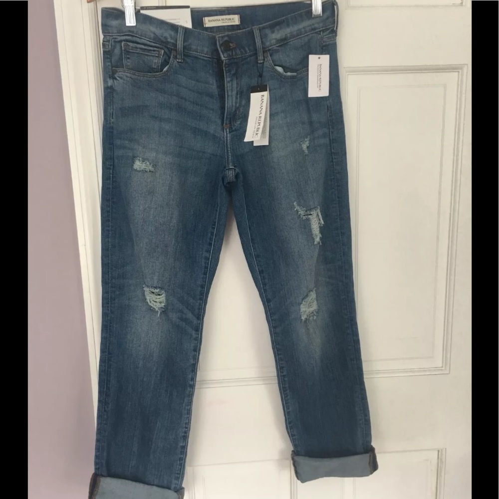 BR Premium Denim, Distressed Straight Jeans, 27